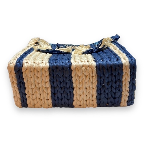 Blue Satchel Emei Straw Paper Satchel in Charcoal Blue Vince Camuto - Picture 4 of 8